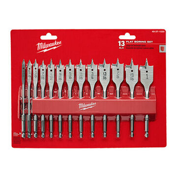 Flat Boring Bit Set, High Carbon Steel, 9/16 in Dia, 6 in Oal, 1/4 in Hex Shank