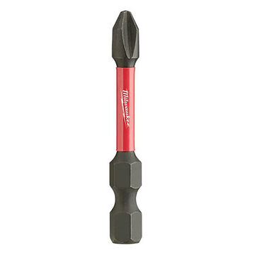 Impact Screwdriver Bit, No. 2, 2 in lg, Phillips, Alloy Steel, 25/Pack