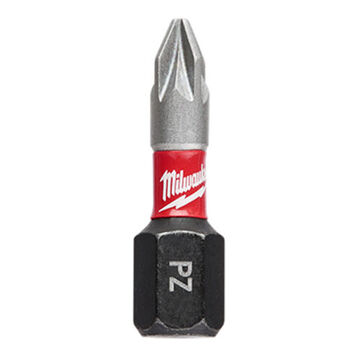Bit Single End Insert, S2 Alloy Steel, S2 Alloy Steel Material, Pozidriv, #3 Point Size, 1/4 In Hex Shank, 1 In Oal