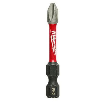 Single End Power Bit, S2 Alloy Steel, #2 Size, Phillips, 2 in OAL, Black Phosphate, 1/Pack