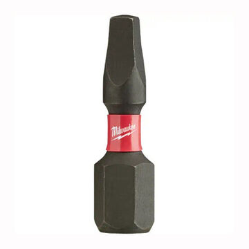 Bit Single End Insert, S2 Alloy Steel, S2 Alloy Steel Material, Square, #2 Point Size, 1/4 In Hex Shank, 1 In Oal