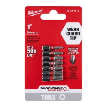 Bit Set Impact Screwdriver, 1 In Shank, Alloy Steel, 7 Pieces