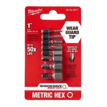 Impact Bit Set, Steel, 8-Piece, 1/4 in Drive, Hex