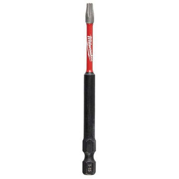 Bit Single End Impact Driver, Alloy Steel, T15 Point Size, Torx, 1/4 In Hex Shank, Black Oxide, 2 In Oal