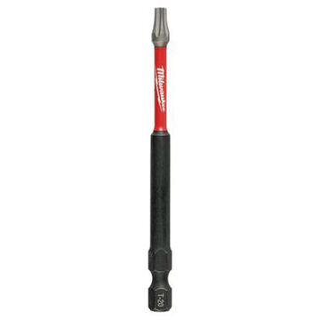 Bit Single End Impact Driver, Alloy Steel, T20 Point Size, Torx, 1/4 In Hex Shank, Black Oxide, 2 In Oal