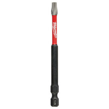 Bit Single End Impact Driver, Alloy Steel, T25 Point Size, Torx, 1/4 In Hex Shank, Black Oxide, 2 In Oal