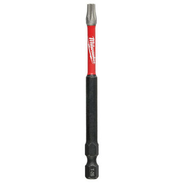 Embout de tournevis à percussion à une extrémité, acier allié, point T25, Torx, tige hexagonale 1/4 pouce, oxyde noir, 2 pouce OAL