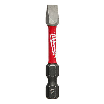Bit Single End Power, S2 Alloy Steel, 1/4 In Size, Slotted, 2 In Oal, Black Phosphate