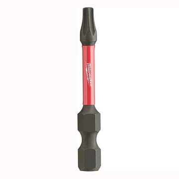 Single End Power Bit, S2 Alloy Steel, T20 Size, Torx, 1 in OAL, Black Oxide