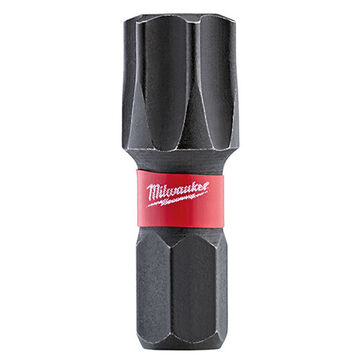 Single End Impact Bit, S2 Alloy Steel, Torx T50 Point Size, 1 in lg, 1/4 in Hex Shank, Black Oxide Finish