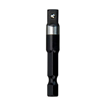 Socket Adapter, Alloy Steel, 1/4 in Male X 1/4 in Female, Black Oxide, 1-7/8 in OAL