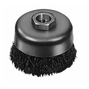 Wire Cup Brush, Crimped Wire Carbon Steel, 6 in Brush dia, 0.02 to 0.023 in Wire dia, 6000 rpm Speed