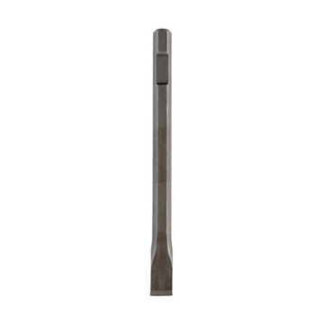 Flat Chisel, 3/4 in Hex Shank, Moil Point, High Grade Forged Steel, Black Oxide, Concrete