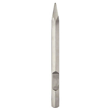 Moil Point Chisel, 1-1/8 in Hex Shank, Moil Point, Steel, Bright, Concrete