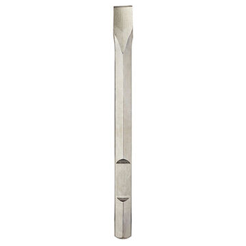 Narrow Chisel, 1-1/8 in Hex Shank, Moil Point, Steel, Bright, Concrete