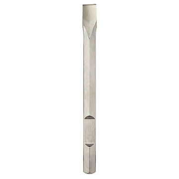 Narrow Chisel, 1-1/8 in Hex Shank, Moil Point, Steel, Bright, Concrete