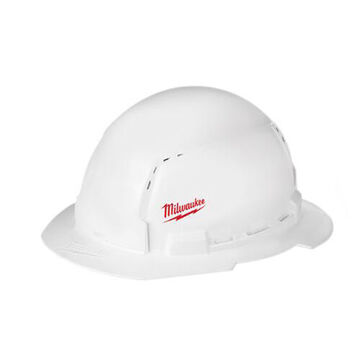 Personal Protective Equipment Head Protection Hard Hats Hard Hat Full Brim Polyethylene White Color Ratchet Suspension Class C Type 1 Small Logo Graphics