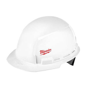 Front Brim Hard Hat, Polyethylene, White, Ratcheting Suspension, 6.9 in wd, 11.5 in lg, 9.5 in ht