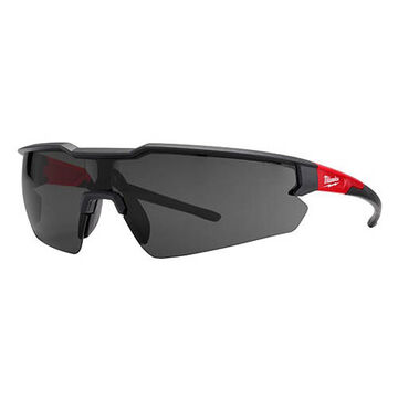 Safety Glasses Anti-scratch, Polycarbonate/plastic, Tinted, Unisex, Wraparound, 1.9 X 6 X 2.5 In, Black/red
