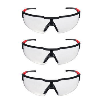 Lunettes de sécurité, monture en plastique, verres en polycarbonate, anti-rayures, transparent, unisexe, 3/paquet