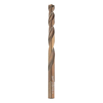 Single End Jobber Drill Bit, Cobalt, 21/64 in Dia, Parabolic/Twist, 3.3 in Flute, 4.75 in OAL