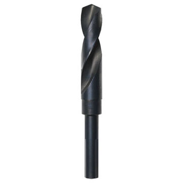 Silver and Deming Wood Drill Bit, Material HSS, Black Oxide Finish, 1/2 in 3-Flat Shank, 6 in OAL, 27/32 in dia
