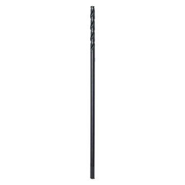 Bit Twist Aircraft Drill, Hss Material, Black Oxide Finish, Split Point, Parabolic Flute, 1/4 In 3- Flat Shank, 12 In Oal, 1/4 In Dia