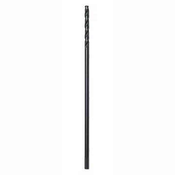 Twist Aircraft Drill Bit, HSS Material, Black Oxide Finish, Split Point, Parabolic Flute, 1/4 in 3- Flat Shank, 12 in OAL, 3/8 in dia