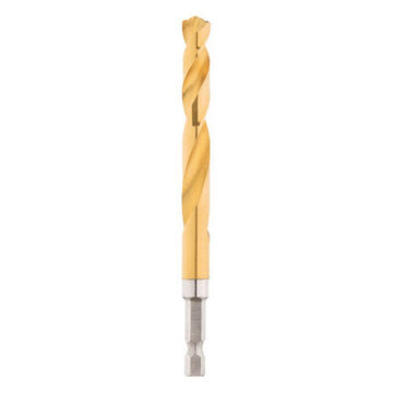 Bit Twist Jobber Drill, 1/4 In Shank, 3/8 In Dia, 4.65 In Lg, High Speed Steel