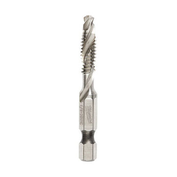 Bit Impact Drill And Tap, Metal, 2 Flutes, 2-7/32 In Ola, 1/4 In Dia Shank, Unc Thread, Bright