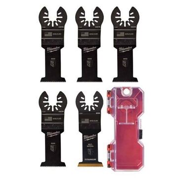 Multi-Tool Blade Set, Bi-Metal, 1-3/8 in wd Cutting; Wood, Screws, Nails, Cement Board, Plaster Applicable Material, Black Oxide