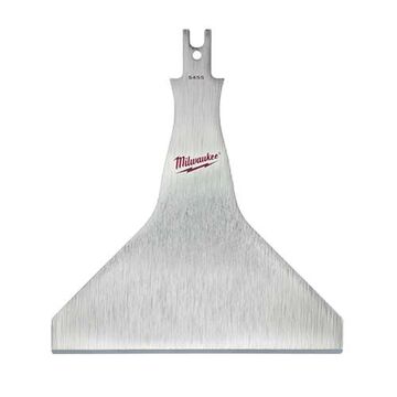 Blade Reciprocating Scraper, Steel, 5 In Wd, 5 In Lg, 0.04 In Thk, Chrome Plated Gray