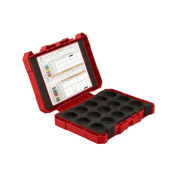 Storage Case, Plastic, 2-1/2 in wd, 7-13/16 in lg, 2-1/2 in ht Outside, Black, Red