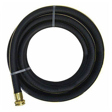 Standard Coring Rig Water Hose, Brass, 5/8 in Nominal Size, 8 ft lg, Black