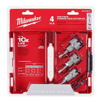 Hole Cutter Set Multi-purpose, Carbide, 4 Pieces, 9.9 In Wd, 2.5 In Ht, 10.37 In Dp