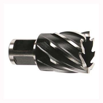 Annular Cutter, HSS Material, 1-1/4 in Dia, Black Oxide Finish, 3/4 in Weldon Flat Shank, 1 in Cutiing dp