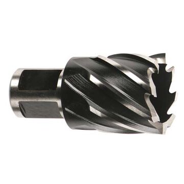 Annular Cutter, HSS Material, 1-13/16 in Dia, Black Oxide Finish, 3/4 in Weldon Flat Shank, 1 in Cutiing dp