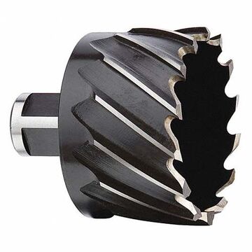 Annular Cutter, HSS Material, 2-1/16 in Dia, Black Oxide Finish, 3/4 in Weldon Flat Shank, 1 in Cutiing dp