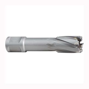Annular Cutter, Carbide Material, 15/16 in Dia, Bright Finish, 3/4 in Weldon Flat Shank, 2 in Cutiing dp