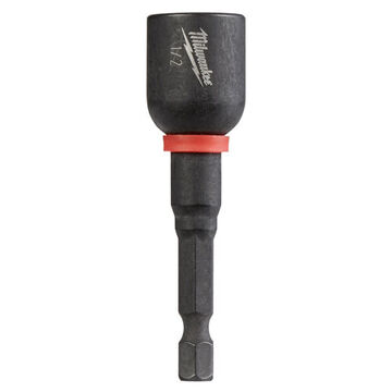 Magnetic Nut Driver, Steel, 1/2 in Size, Hex Shank, 2-9/16 in OAL, Black Phosphate