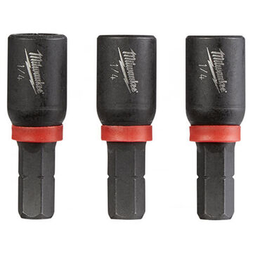 Nut Driver Magnetic, Steel, 1/4 In Size, Hex Shank, 1-1/2 In Oal, Black Phosphate