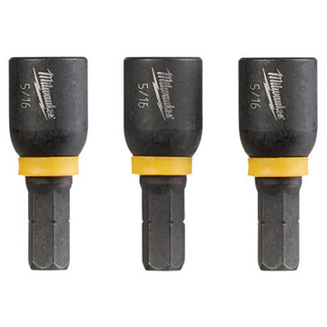 Nut Driver Magnetic, Steel, 5/16 In Size, Hex Shank, 1-1/2 In Oal, Black Phosphate