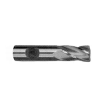 End Mill, High Speed Steel, Uncoated, 4-Flute, 3/8 in Shank, 7.5 mm dia x 2-1/2 in lg, 1/Pack