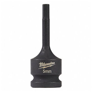 Lineman's Bit Socket, Steel, 5 mm Size, 1/2 in Drive, Square, Black Oxide, 63/64 in OAL