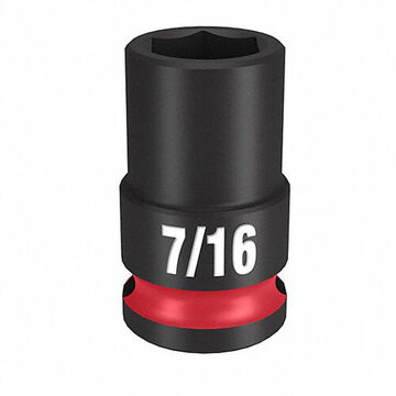 Socket Standard Impact, Steel, 7/16 In Socket, 3/8 In Drive, 7/16 In Dp Bolt Clearance, 1-17/64 In Oal