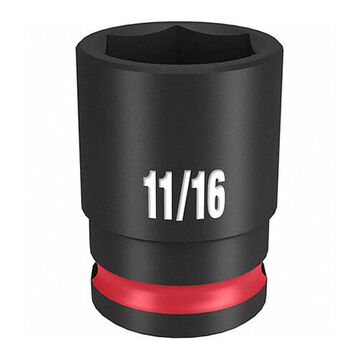 Standard Impact Socket, Steel, 11/16 in Socket, 3/8 in Drive, 11/16 in dp Bolt Clearance, 1-11/32 in OAL