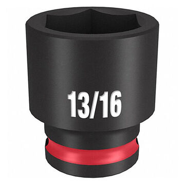 Standard Impact Socket, Steel, 13/16 in Socket, 3/8 in Drive, 9/16 in dp Bolt Clearance, 1-11/32 in OAL