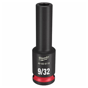 Deep Length Impact Socket, 9/32 in Socket, 3/8 in Drive, 2-9/16 in lg, Forged Steel