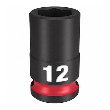 Socket Standard Impact, Steel, 12 Mm Socket, 3/8 In Drive, 1/2 In Dp Bolt Clearance, 1-17/64 In Oal