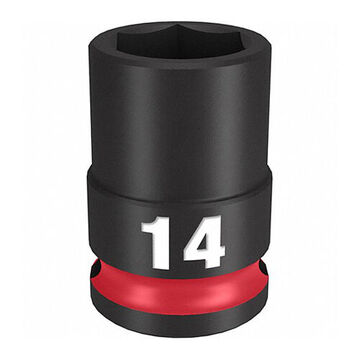 Socket Standard Impact, Steel, 14 Mm Socket, 3/8 In Drive, 1/2 In Dp Bolt Clearance, 1-17/64 In Oal